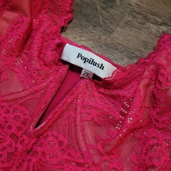 Popilush Pink Lace Shapewear Tummy Control Corset Bodysuit Size 2XL - Picture 7 of 11